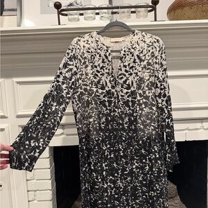 Tory Burch Black and White Long Sleeve Dress